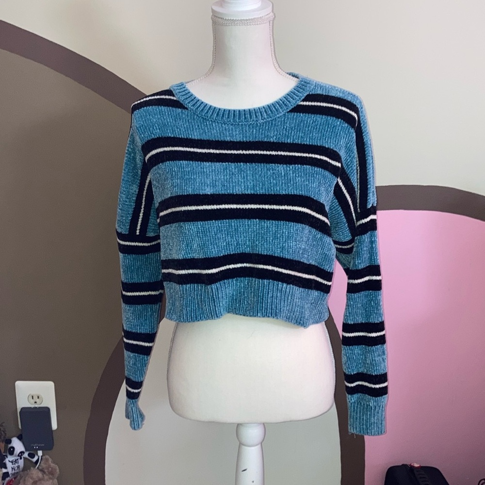 Striped Blue and Black Women's Sweater